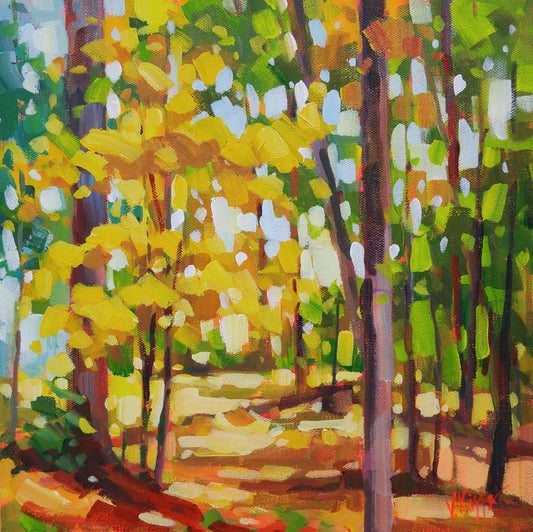 original acrylic painting on canvas modern impressionistic autumn landscape by local artist Vera Kisseleva
