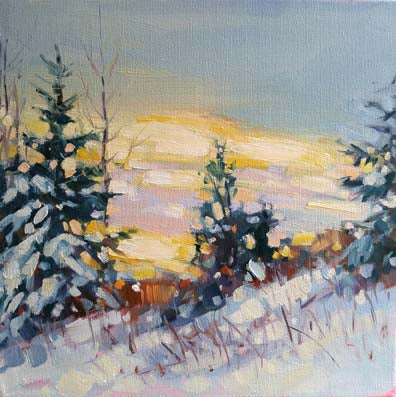 Original Oil painting on canvas Modern impressionistic Canadian Winter Landscape by local artist Vera Kisseleva
